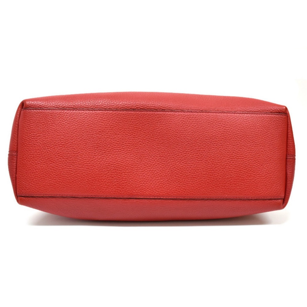 AUTHENTIC Gucci Soho Red Pebbled Leather Top Handle Bag Satchel Tassel - Red - Picture 6 of 8